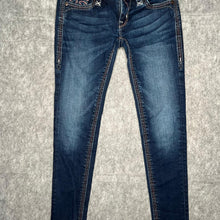 Load image into Gallery viewer, Rock Revival Red Stitch Skinny Dark Blue Y2K Mcbling 2000s Jeans, Waist 26
