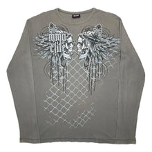 Load image into Gallery viewer, MMA Elite Brown Skull Gothic Grunge Long Sleeved Angel Wing Cyber Top, Size L
