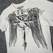 Load image into Gallery viewer, Takedown Gothic Angel Wing Y2K Grunge White Compass Top, Size Medium
