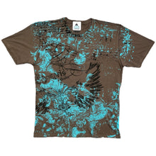 Load image into Gallery viewer, Retrofit Brown Turquoise Fleur De Lis Cyber Gothic Wing Y2K Grunge Top, Size XL
