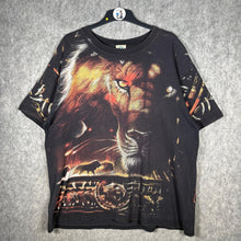 Load image into Gallery viewer, Liquid Blue 2001 Lion All Over Graphic T-Shirt Y2K Tribal – Black – XL/XXL
