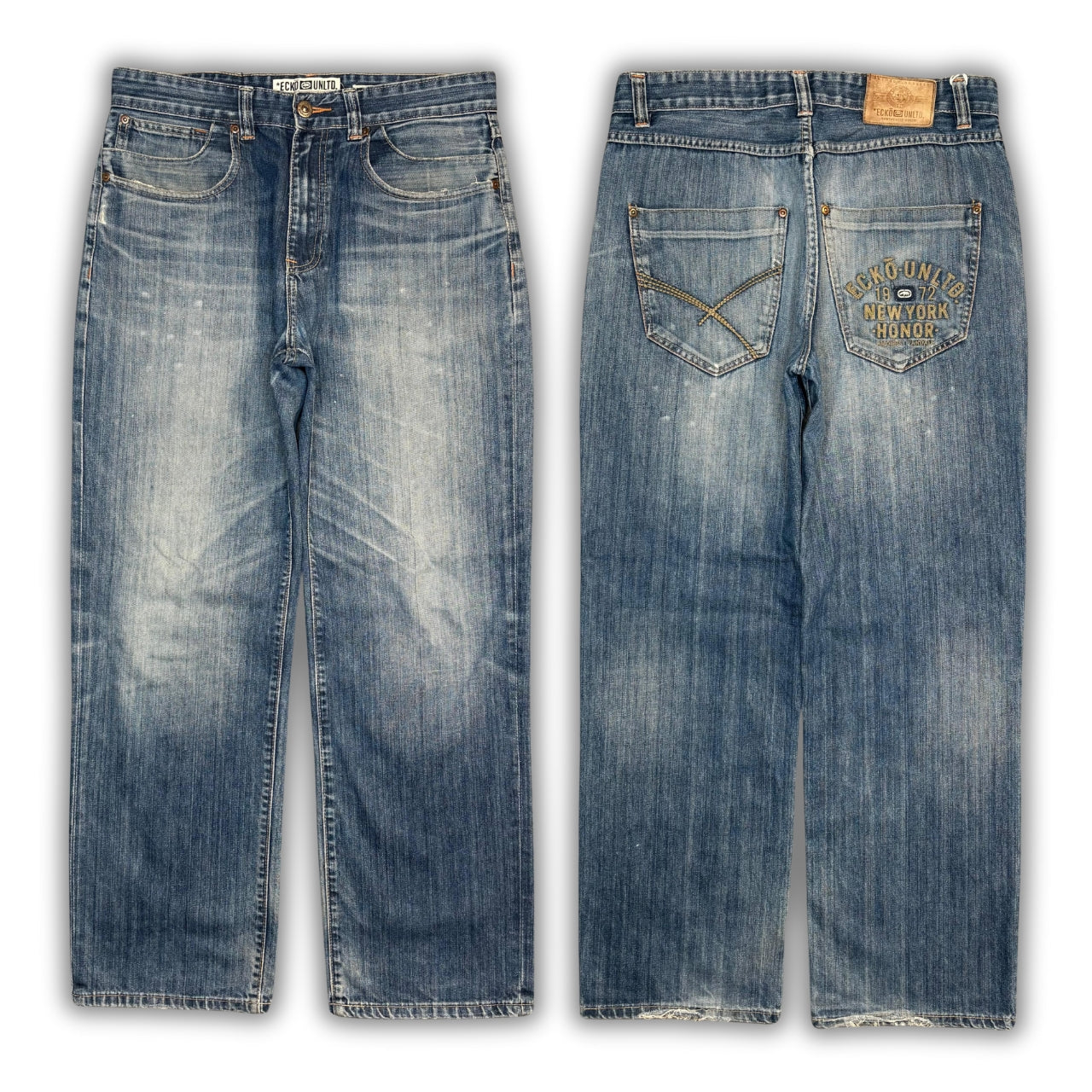 Ecko Unltd. 2000s Embroidered Y2K Logo Pocket Baggy Leg Jeans