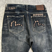 Load image into Gallery viewer, Evisu Check Gingham Plaid Brown Dark Blue Rare Y2K Jeans, Waist 32
