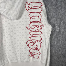 Load image into Gallery viewer, Yakuza Ink White Gothic Logo Hoodie Red Print All Over Pattern Size XL
