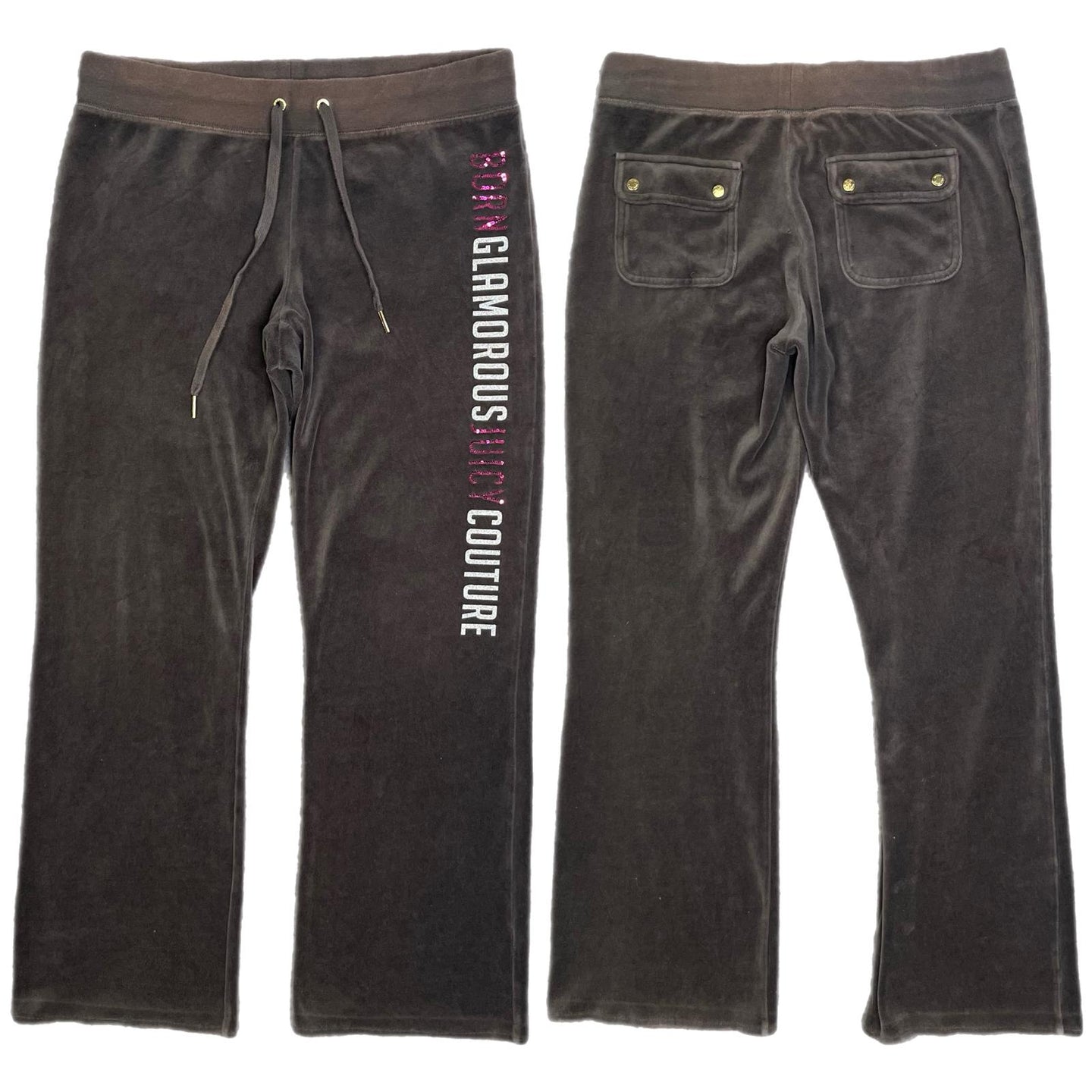 Juicy Couture Y2K Brown Flared Mcbling 2000s Joggers, Size Small