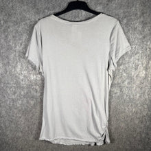 Load image into Gallery viewer, Grey Graphic Wings Cross Tee with Sequin Shoulders – Size 2XL
