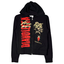 Load image into Gallery viewer, Diavoletto Devil Zip-Up Hoodie – Y2K Graphic Cropped Streetwear
