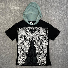 Load image into Gallery viewer, MMA Elite Hooded Black White Y2K Gothic Skull Top, Size Large
