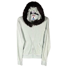 Load image into Gallery viewer, Juicy Couture Mint Velour Hoodie Reworked Fur Hood Y2K Large
