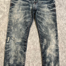 Load image into Gallery viewer, Evisu Blue Red Stitch Acid Wash Y2K Grunge 2000s Ripped Jeans, Waist 28
