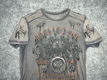 Load image into Gallery viewer, Affliction Grey Orange Gothic Grunge 2000s Top, Size XL
