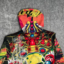 Load image into Gallery viewer, Christian Audigier Multicoloured Skull Y2K Vintage 2000s Tattoo Style Hoodie, M
