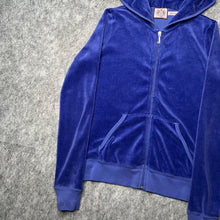 Load image into Gallery viewer, Juicy Couture Blue Velour Y2K Mcbling 2000s Hoodie, Size Small
