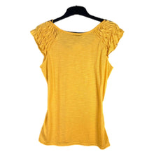 Load image into Gallery viewer, Style &amp; Co Yellow Graphic Rhinestone Top Boho Paisley Tee – Estimated M
