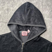 Load image into Gallery viewer, Juicy Couture Black Her Majesty Mcbling Y2K Velour Hoodie, Size Small
