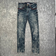 Load image into Gallery viewer, Evisu Blue Red Stitch Acid Wash Y2K Grunge 2000s Ripped Jeans, Waist 28
