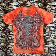 Load image into Gallery viewer, Gothic Cross Orange Grunge Y2K Cyber Tribal 2000s Emo Scene Top, Size Medium
