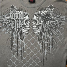 Load image into Gallery viewer, MMA Elite Grey Gothic Cross Skull Grunge 2000s Top, Size Medium
