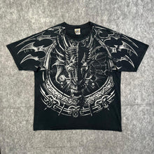 Load image into Gallery viewer, Liquid Blue 2001 Rare &#39;Dragon Catcher&#39; Black White Gothic Top, Size XL
