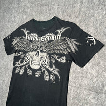 Load image into Gallery viewer, Xtreme Couture Black Skull Cyber Gothic Grunge Wing Y2K Top, Size Medium
