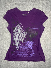 Load image into Gallery viewer, Guess Y2K Angel Wing Purple Rhinestone Top, Size XL
