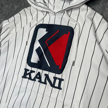 Load image into Gallery viewer, Karl Kani White Hiphop Y2K Stripe Vintage Hoodie, Size Medium
