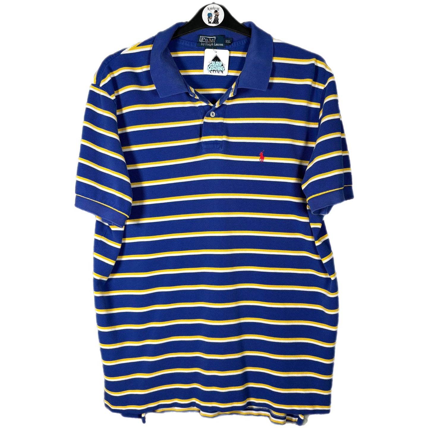 Polo Ralph Lauren Yellow Blue Stripe Polo Shirt 2XL Classic Fit