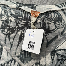 Load image into Gallery viewer, S-Twelve Grey Diamante Unique Ornate Baroque Fear Graphic Grunge Top, Size M
