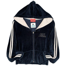 Load image into Gallery viewer, Juicy Couture Navy Stripe Rhinestone 91 Y2K Mcbling Hoodie, Size L

