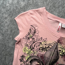 Load image into Gallery viewer, Fleur De Lis Light Pink Y2K Mcbling 2000s Grunge Top, Size Large
