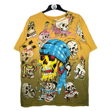 Load image into Gallery viewer, Ed Hardy Gothic Skull Y2K Yellow 2000s Top, Size XL
