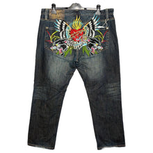 Load image into Gallery viewer, Christian Audigier Sacred Heart Panther Tattoo Style Y2K Grunge Straight JeansXL

