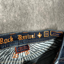 Load image into Gallery viewer, Rock Revival Red Stitch Skinny Dark Blue Y2K Mcbling 2000s Jeans, Waist 26
