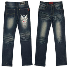 Load image into Gallery viewer, Carnaby Embroidered Dragon Blue Y2K 2000s Jeans, Size Small W28
