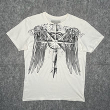 Load image into Gallery viewer, Takedown Gothic Angel Wing Y2K Grunge White Compass Top, Size Medium
