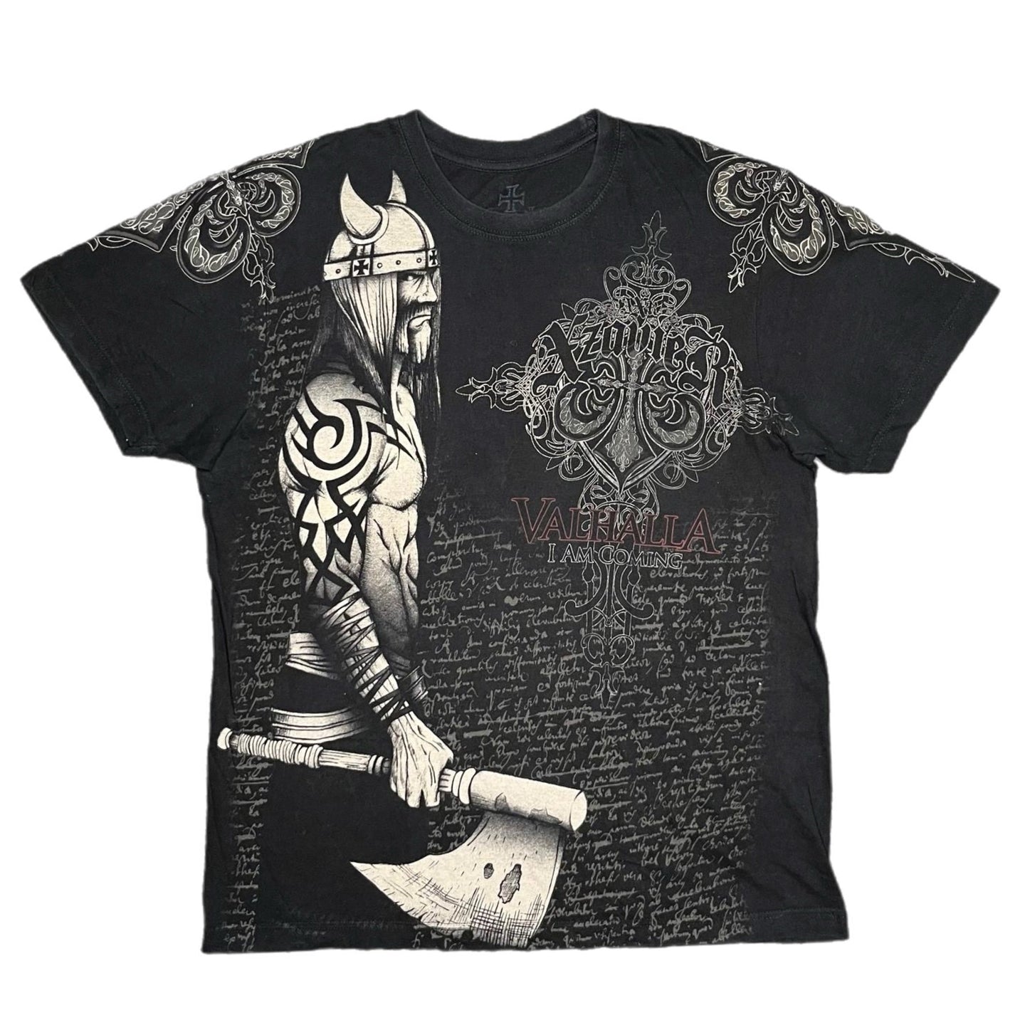 Xzavier Valhalla Gothic Grunge Warrior Y2K Black Tribal Top, Size M