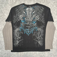 Load image into Gallery viewer, MMA Elite Rare Long Sleeved Fleur De Lis Black Gothic Y2K Top, Size 2XL
