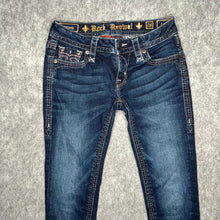 Load image into Gallery viewer, Rock Revival Red Stitch Skinny Dark Blue Y2K Mcbling 2000s Jeans, Waist 26
