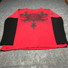 Load image into Gallery viewer, MMA Elite Red Black Thermal Gothic Jesse Pinkman Grunge 2000s Long Sleeve Top, L
