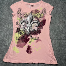 Load image into Gallery viewer, Fleur De Lis Light Pink Y2K Mcbling 2000s Grunge Top, Size Large
