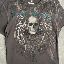Load image into Gallery viewer, Custom Harley Davidson Diamante Tribal Skull &amp; Blue logo Graphic Top, Size XL
