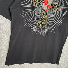 Load image into Gallery viewer, Avirex Black Gothic Cross Gold Grunge 2000s Top, Size XXL
