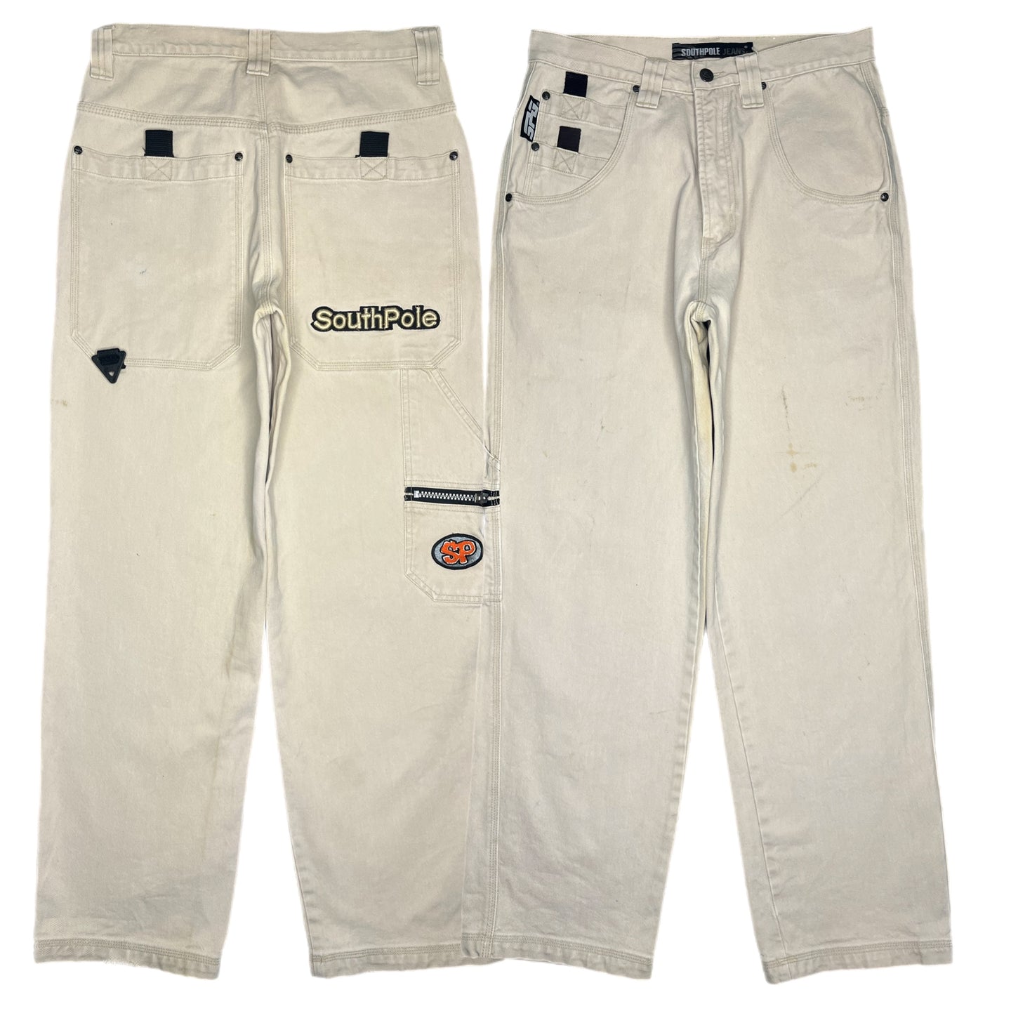 Southpole Y2K Off White Cream Hiphop Jeans, Size Medium