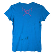 Load image into Gallery viewer, Y2K Mcbling Tapout Blue Skull Graphic Baby Tee MMA Style Size M
