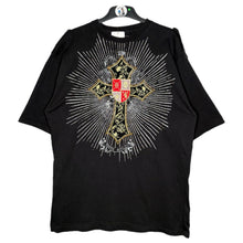 Load image into Gallery viewer, Avirex Black Gothic Cross Gold Grunge 2000s Top, Size XXL
