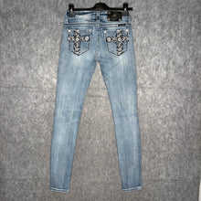 Load image into Gallery viewer, Miss Me Y2K Cross Embroidered Mcbling Skinny Jeans, Waist 26
