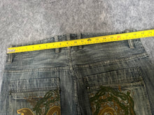 Load image into Gallery viewer, Snake Embroidered Y2K Vintage Mud Wash Blue Jeans, Size XL
