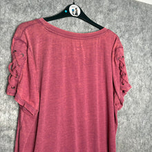 Load image into Gallery viewer, Maurices Pink Diamante Fleur De Lis &amp; Baroque Corset Sleeve Grunge Top, Size XXL
