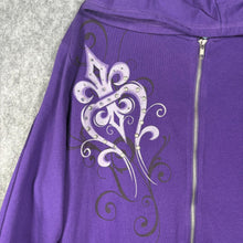 Load image into Gallery viewer, Gothic Y2K 2000s Fleur De Lis Studded Ashley Stewart Purple Hoodie, Size 2XL
