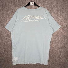Load image into Gallery viewer, Ed Hardy Light Blue Dragon Y2K Tattoo Style Top, Size XL
